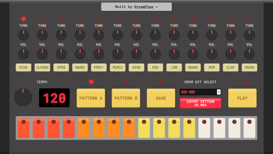 HTML5 Drum Machine by DreamPipe